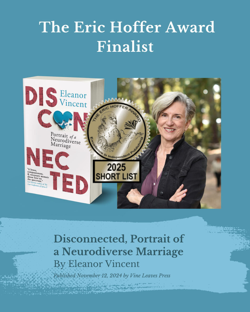 Disconnected Wins Hoffer Award for Memoir Excellence - Eleanor Vincent